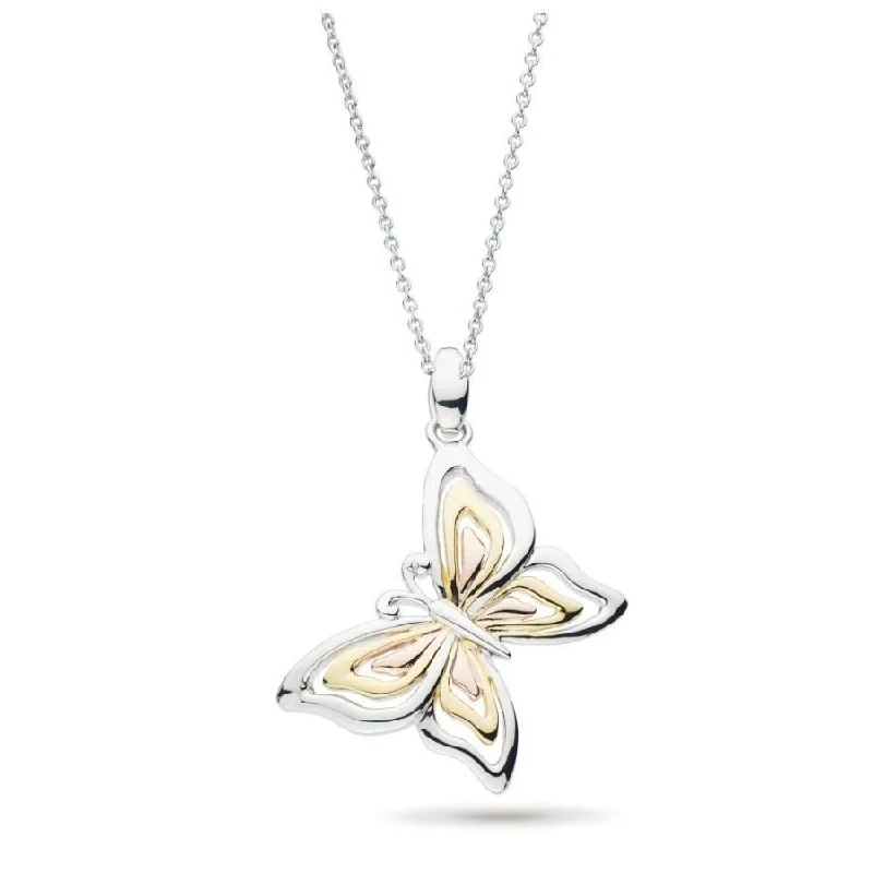 Sapphire Wedding Ring for Her-Custom Crystal Chain Necklace-Silver & Yellow Gold Plated Blossom Flyte Butterfly Necklace