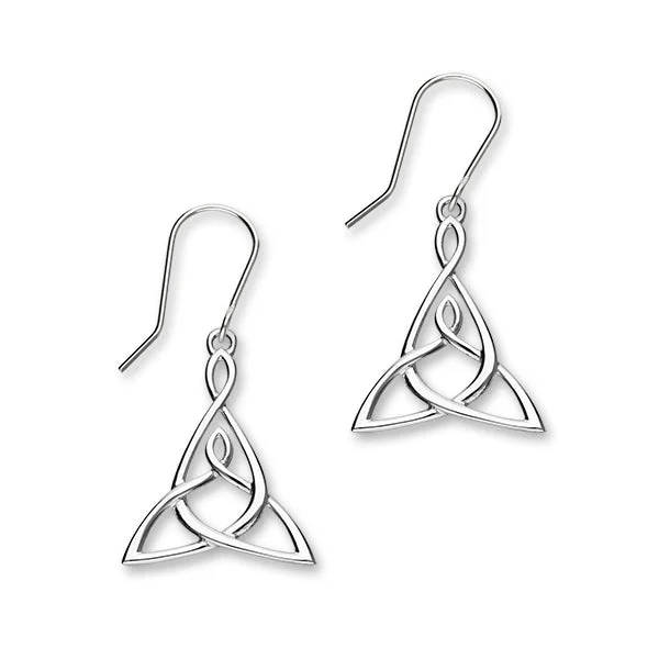 Minimal Earrings-Celtic Sterling Silver Mother-Child Knot 36mm Drop Earrings, E1921