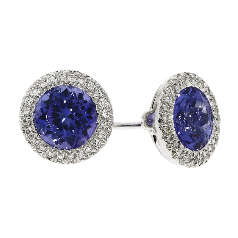 Large Crystal Hoop Earrings-18ct white gold Tanzanite and Diamond Stud Earrings