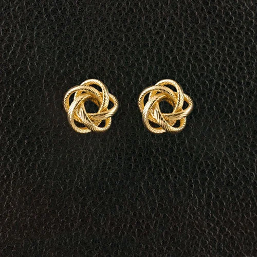 Small Dangle Earrings-Yellow Gold Estate Knot Earrings