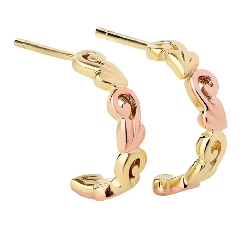 Oversized Drop Earrings-9ct Yellow & Rose Gold Tree of Life Half Hoop Earrings