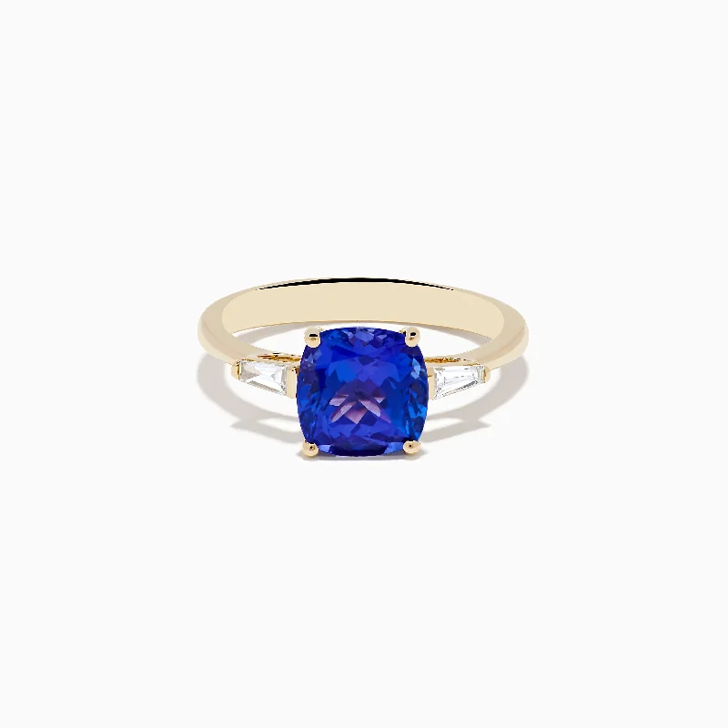 Simple Wedding Ring for MenNahla Siri 14K Yellow Gold Tanzanite and Diamond Ring