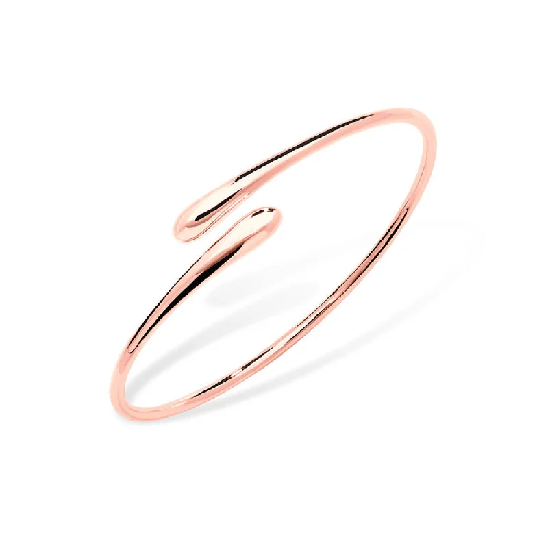 Chunky Wedding Cuff Bangles-Rose Gold Vermeil Cross Open Drop Bangle