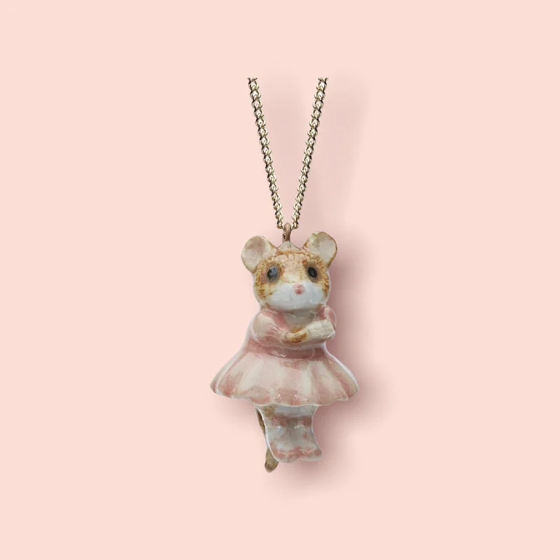 Personalized Ring for Anniversary-Unique Pendant Necklace-Ballerina Mouse Necklace by AndMary