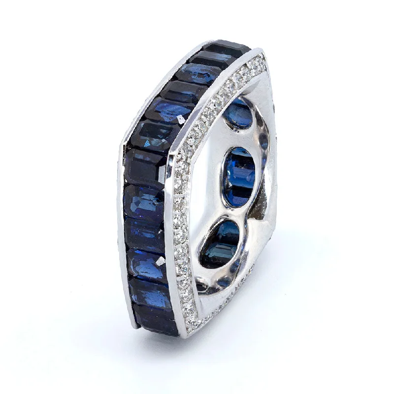 Custom Heart-Shaped Wedding Ring for HerSquarish Channel Set Sapphire Ring with Diamonds