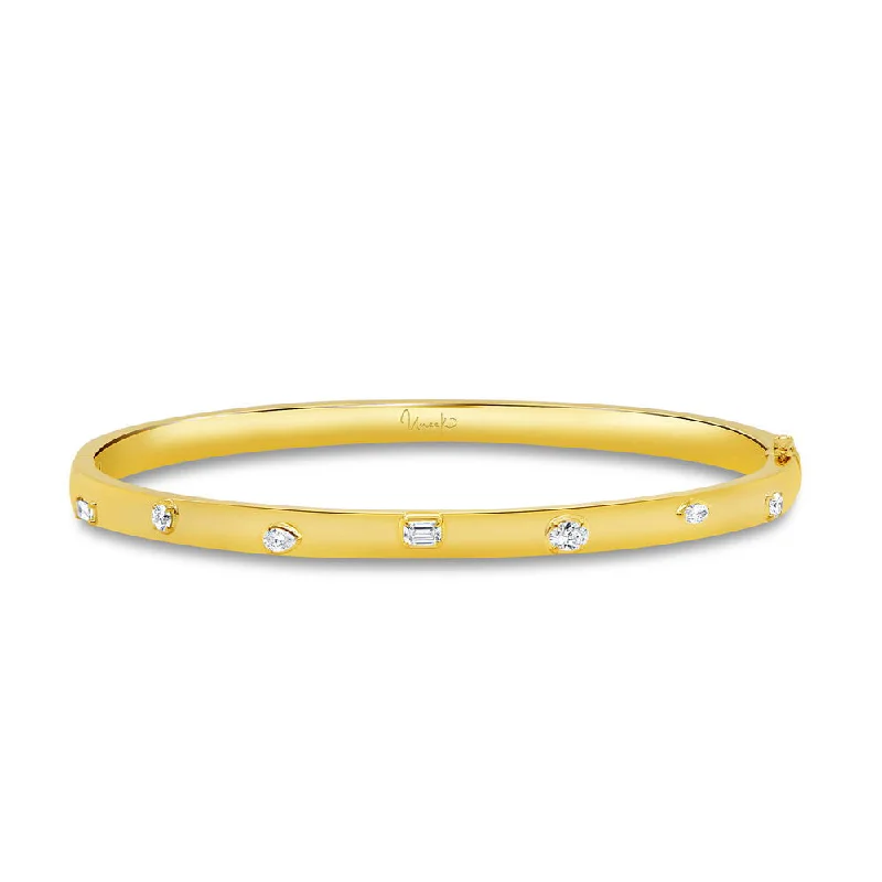 Embroidered Silver Bangles-Uneek Alexandria Collection Bezel Bangle