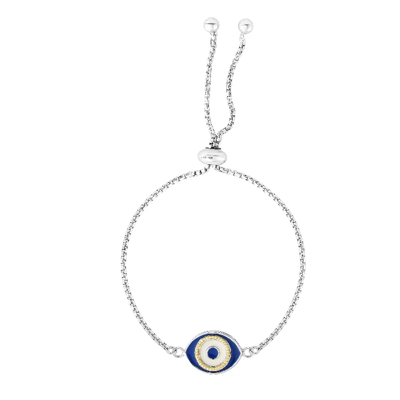 Crystal Bracelet Set-Sterling Silver Enamel Evil Eye Friendship Bracelet