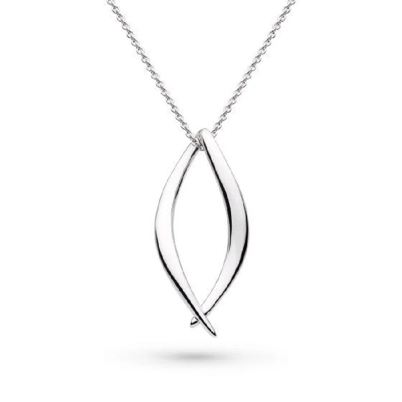 Designer Diamond Wedding Ring-Simple Pendant for Necklace-Silver Entwine Twine Twist Link Necklace