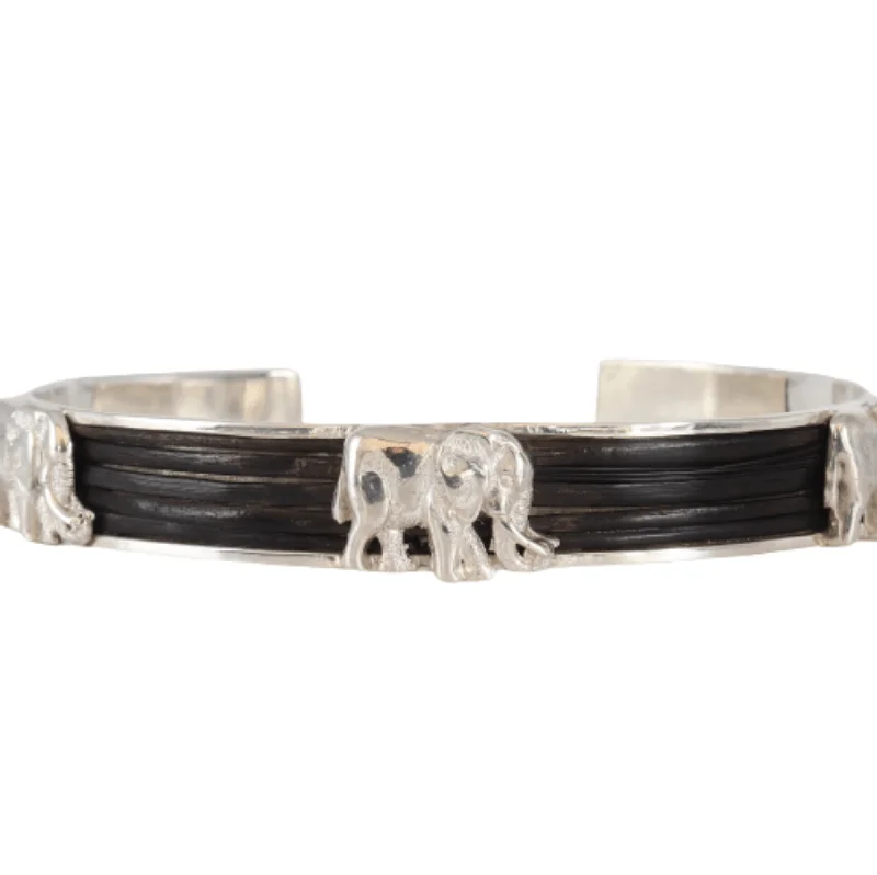 Colored Bangles For Brides-Elephant Hair Bangle With Walking Elephants