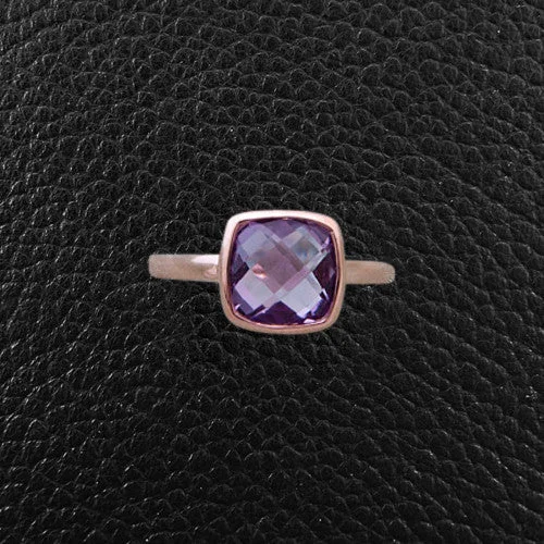 Vintage Engagement Ring for HerCushion cut Amethyst & Diamond Ring