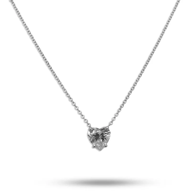 Men's Diamond Wedding Ring-Large Gemstone Pendant Necklace-Jewelers Trade Shop 1.39ct Heart Shape Diamond Solitaire Necklace