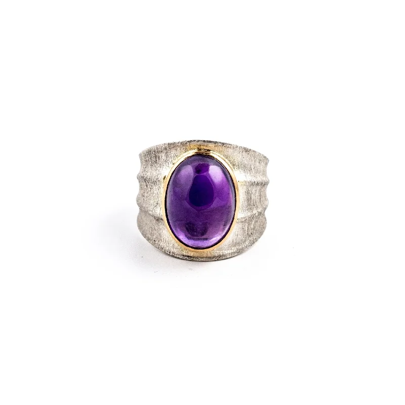 Unique Wedding Ring with GemstonesAmethyst Bamboo Ring