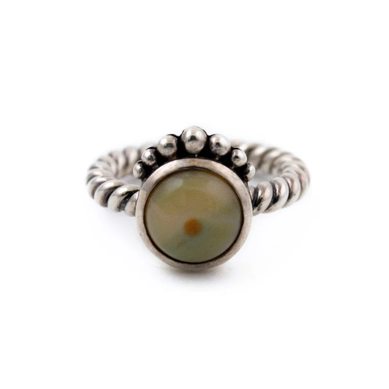 Classic Engagement Ring with Round DiamondEvil Eye Ocean Jasper Ring