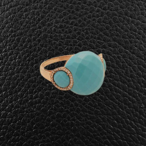 Custom Wedding Ring for AnniversaryTurquoise & Diamond Ring