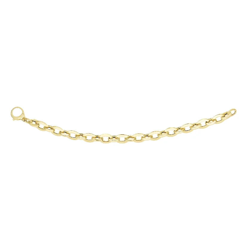 Simple Gold Link Bracelets-14K Gold Alternating Small & Medium Heritage Link Bracelet