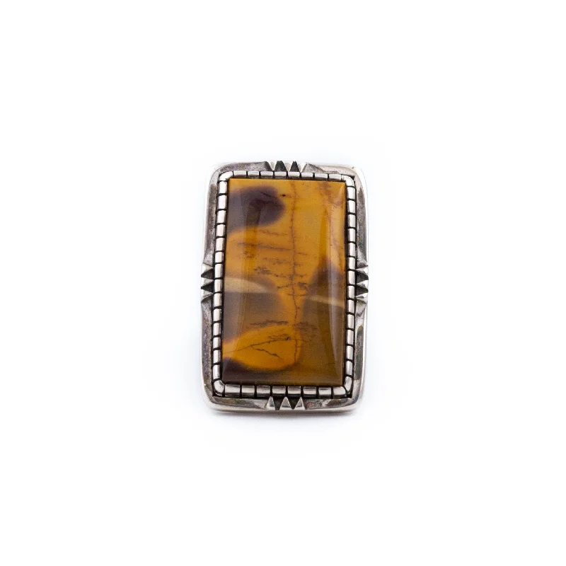 Large Gemstone Wedding RingYellow Mookite Jasper Ring