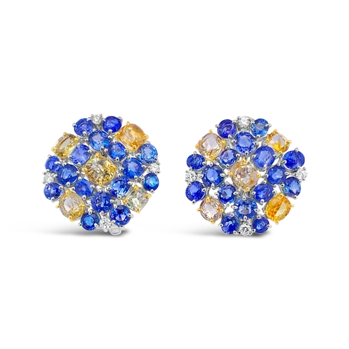 Colorful Earrings-Sapphire & Diamond Estate Earrings