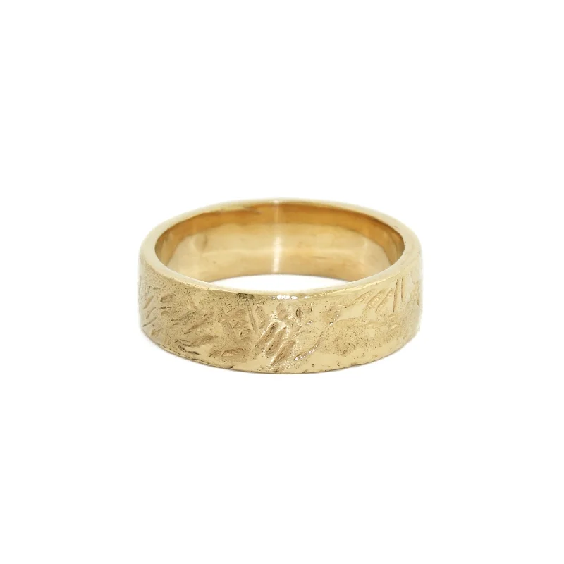 Men's Customizable Engagement RingYellow Gold x 6mm "Rebel" Cigar Band