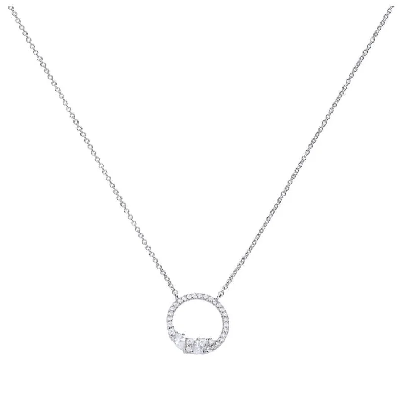 Simple Custom Wedding Ring-Crystal and Pearl Necklace Set-Silver Cubic Zirconia Loop Cluster Necklace