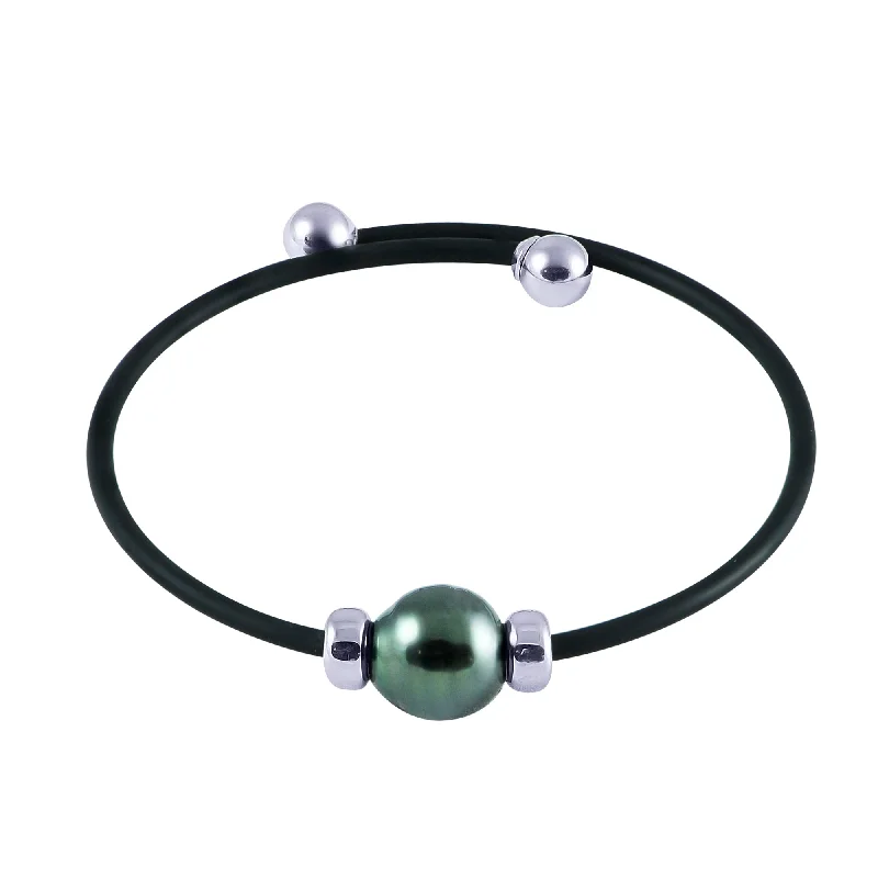 Charms For Bracelets-Sterling Silver Tahitian Pearl Bracelet