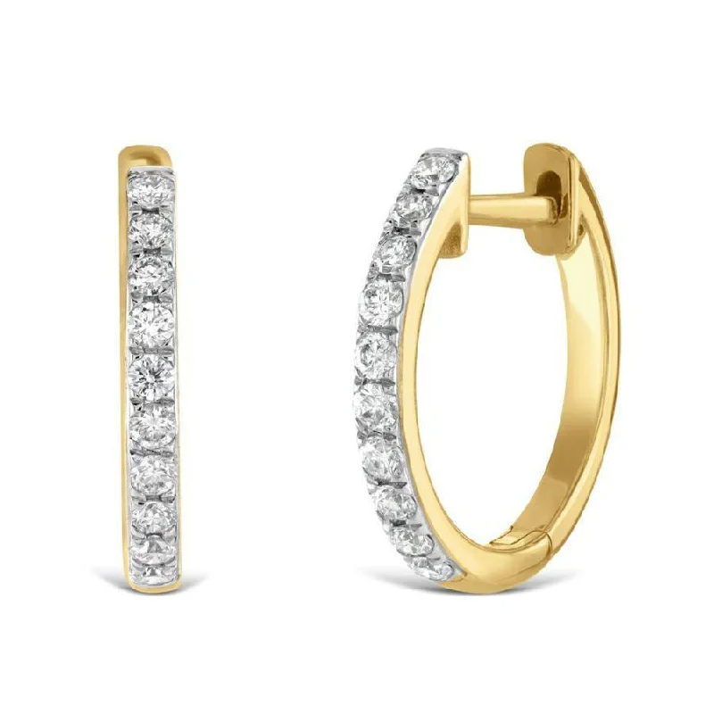 Vintage Gemstone Earrings-0.22ct Round Brilliant Cut Diamond 18ct Yellow Gold Hinged Hoop Earrings