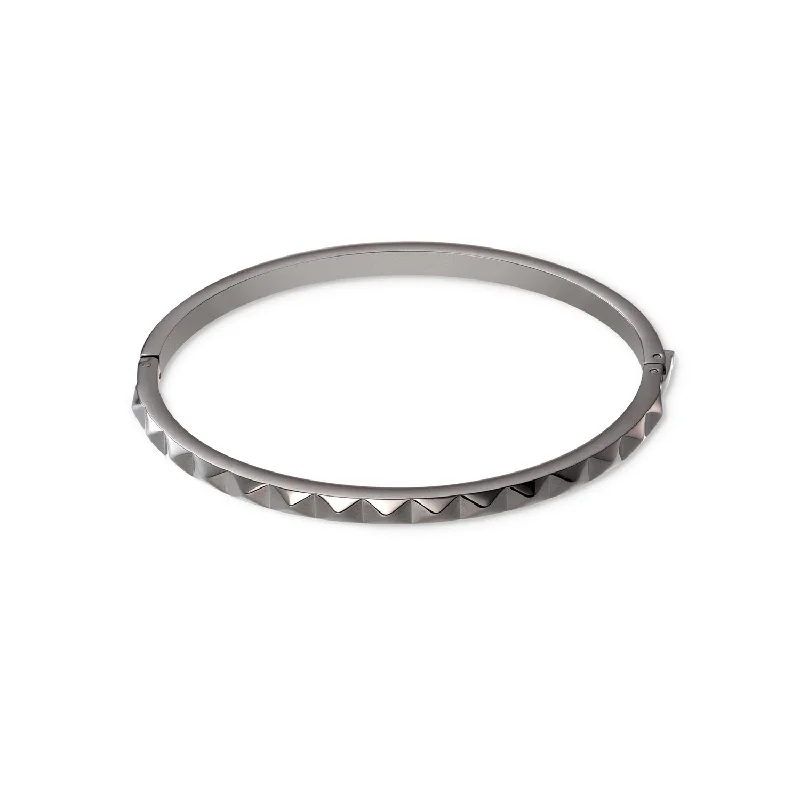 Stackable Silver Bangles-Coeur De Lion Anthracite Spikes Bangle