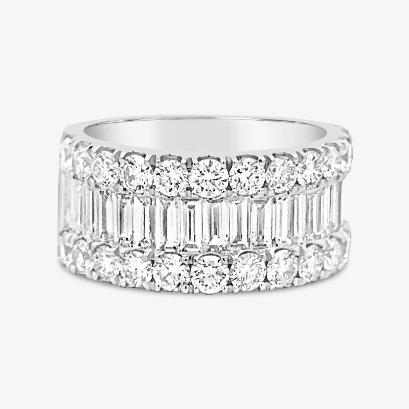 Customizable Engagement Ring for HerWide Baguette & Round Diamond Ring