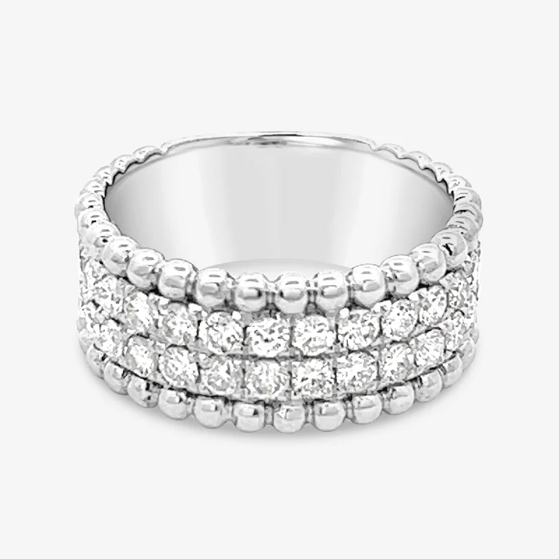 Diamond Band Engagement RingDouble Row Diamond Bead Ring