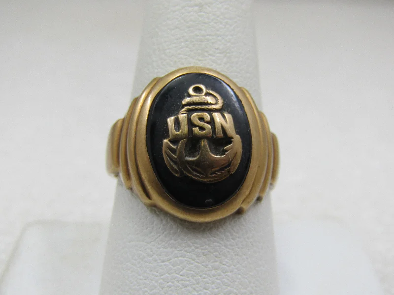 Custom Engagement Ring with Customizable StonesVintage 10kt United State Navy Anchor Ring, Sz. 8.5, 1940's-1950's, Signed