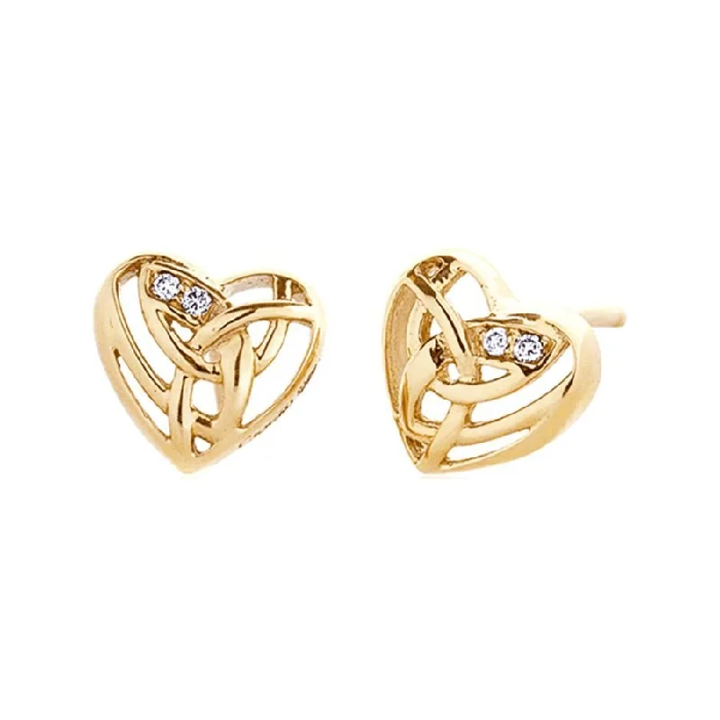 Designer Earrings for Women-9ct yellow and rose gold Eternal Love Heart Dia Stud Earrings