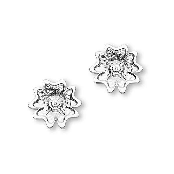 Textured Gemstone Earrings-Scottish Primrose Sterling Silver 12mm Stud Earrings, E1941