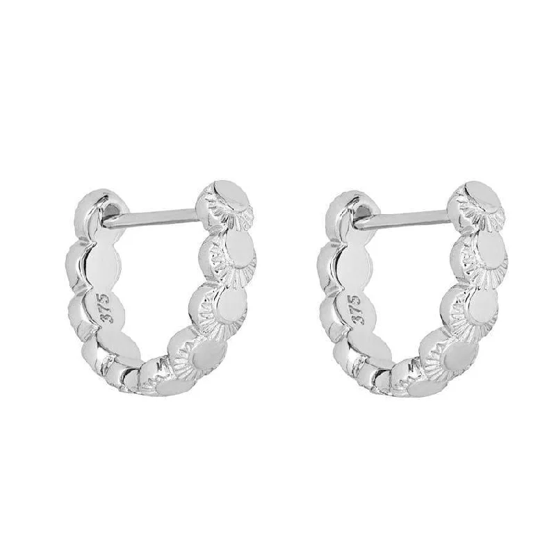 Silver Hoop Earrings for Women-9ct White Gold Crescent Hoop Earrings