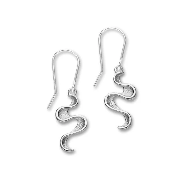 Vintage Drop Earrings-Mirran Ripples Silver Earrings E1756