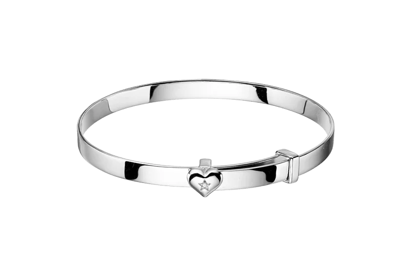 Fashion Bangles Set For Wedding-Little Star Gisele-Diamond Heart Christening Bangle