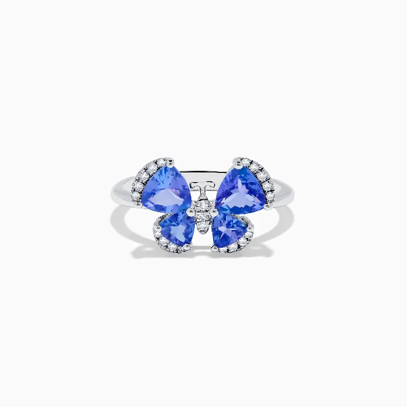 Sapphire and Diamond Wedding Ring SetNahla Siri 14K White Gold Tanzanite and Diamond Butterfly Ring