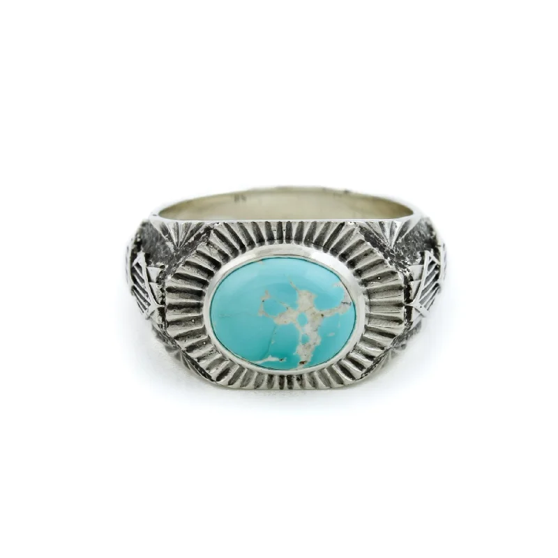 Custom Wedding Band for AnniversaryRoyston Turquoise x Silver "Empire" Ring