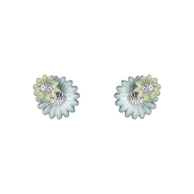 Stunning Drop Earrings-Silver Daisy Stud Earrings