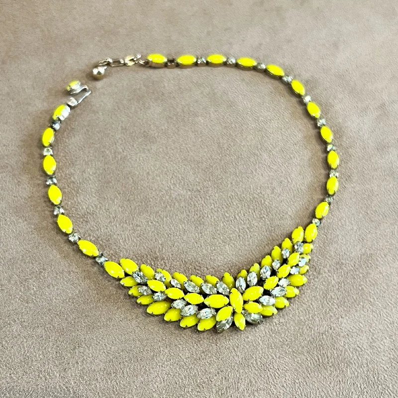 Classic Diamond Ring Set-Elegant Designer Necklace-Vintage Yellow Crystal Necklace by Kramer