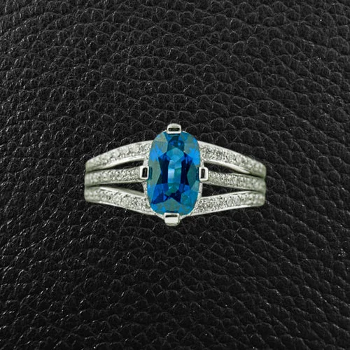 Custom Designer Wedding RingOval Sapphire & Diamond Ring