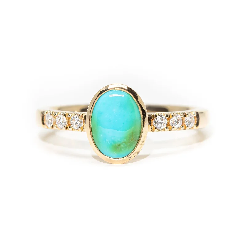 Personalized Wedding Ring for HerSonoran Gold Turquoise Ring