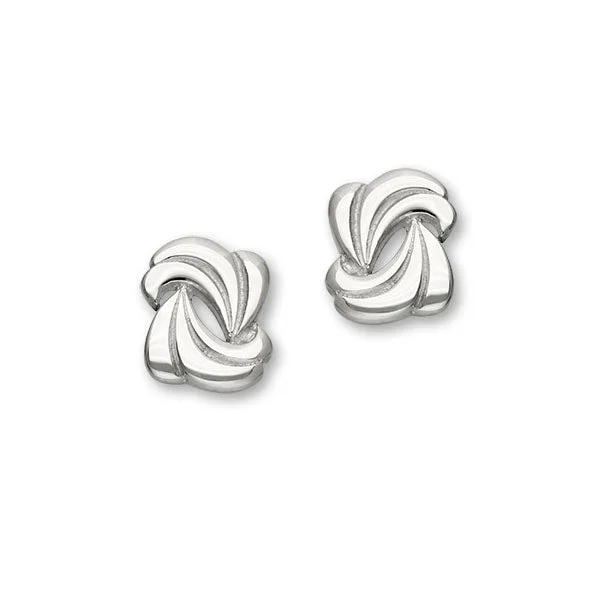 Hoop Earrings for Teens-Trendy Twirls Sterling Silver Knot Stud Earrings, E1094