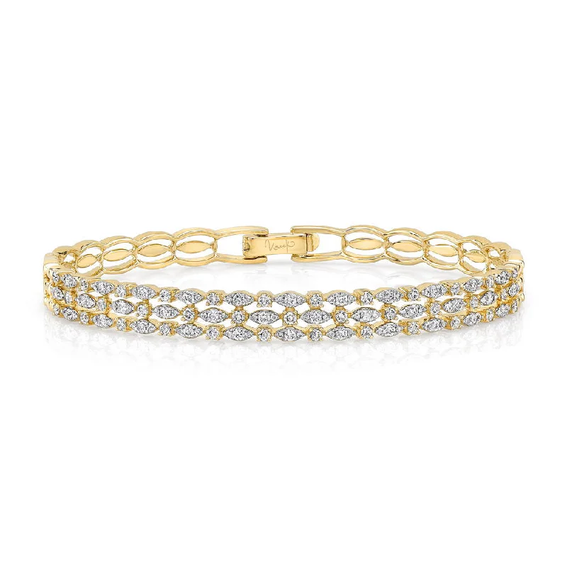 Funky Bangles-Uneek Fairfax Three-Row Stack-Illusion Diamond Bangle Bracelet