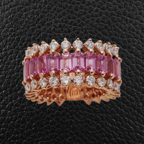 Classic Rose Gold Wedding Ring for MenPink Sapphire & Diamond Ring