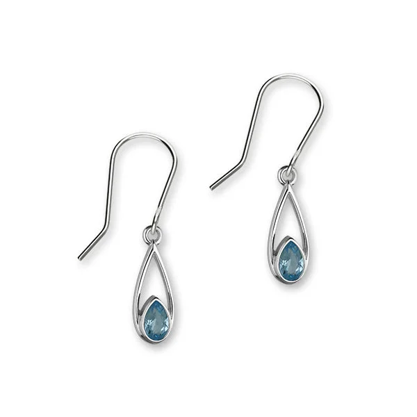 Alligator Earrings-November Birthstone Silver Earrings CE383 Blue Topaz