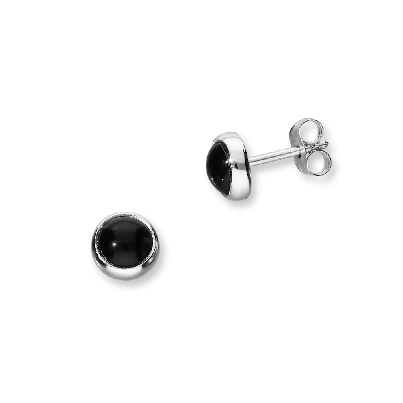 Wedding Pearl Earrings-Retro Silver Earrings SE32 Onyx