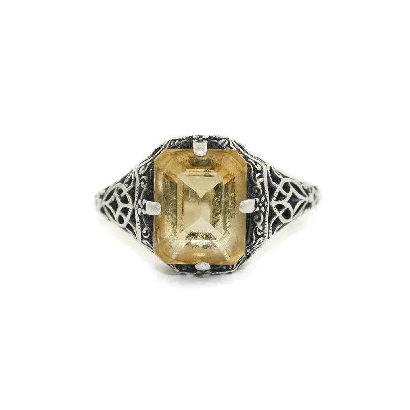 Personalized Custom Engagement Ring for HimClassic 1970's Silver x Citrine Filigree Ring