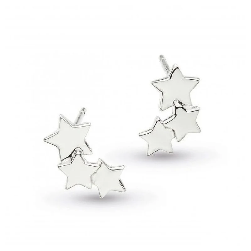 Sparkling Gold Hoop Earrings-Silver Stargazer Galaxy Stud Earrings