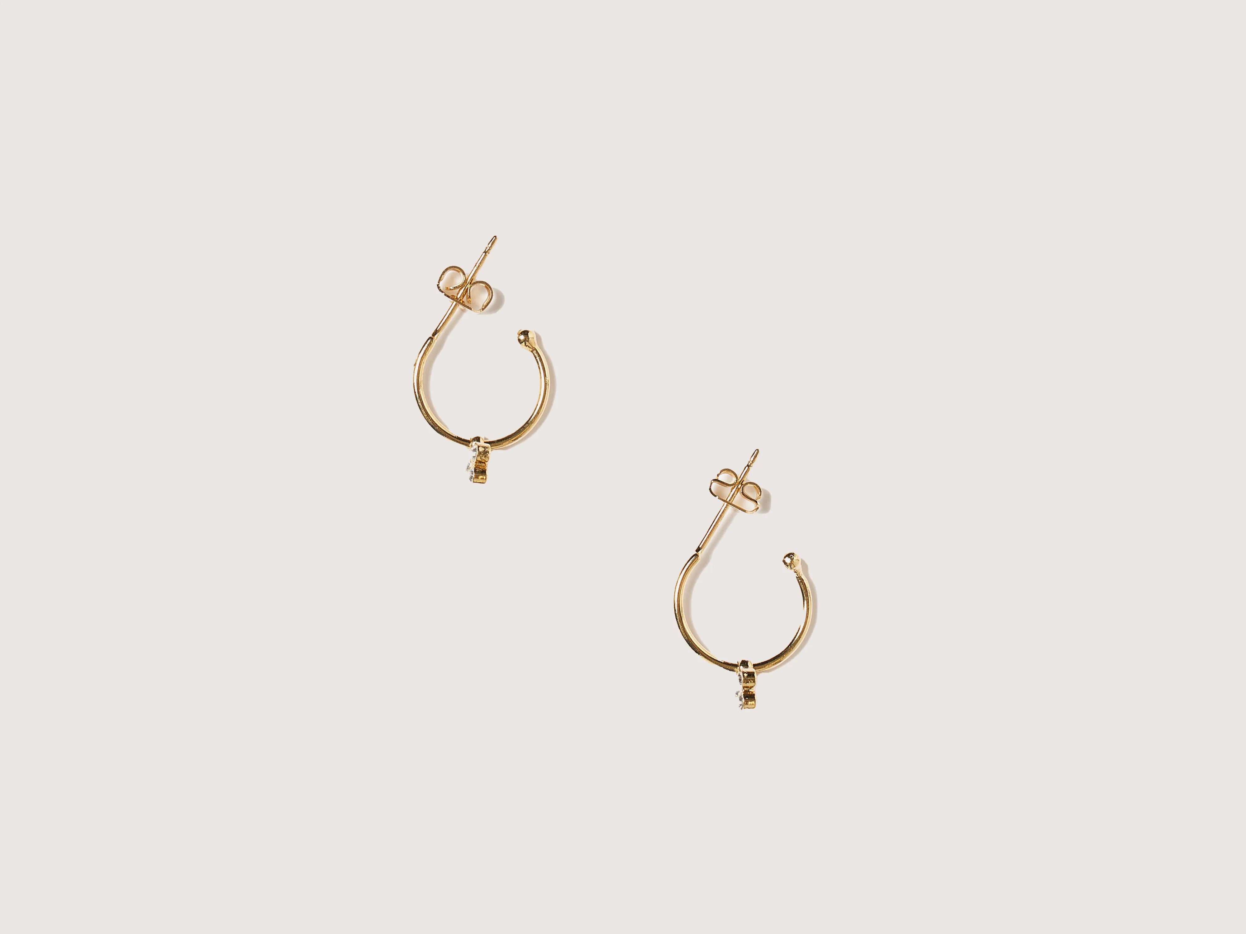 Sterling Silver Stud Earrings-Melia Hoop Earrings (242 / W / GOLD)