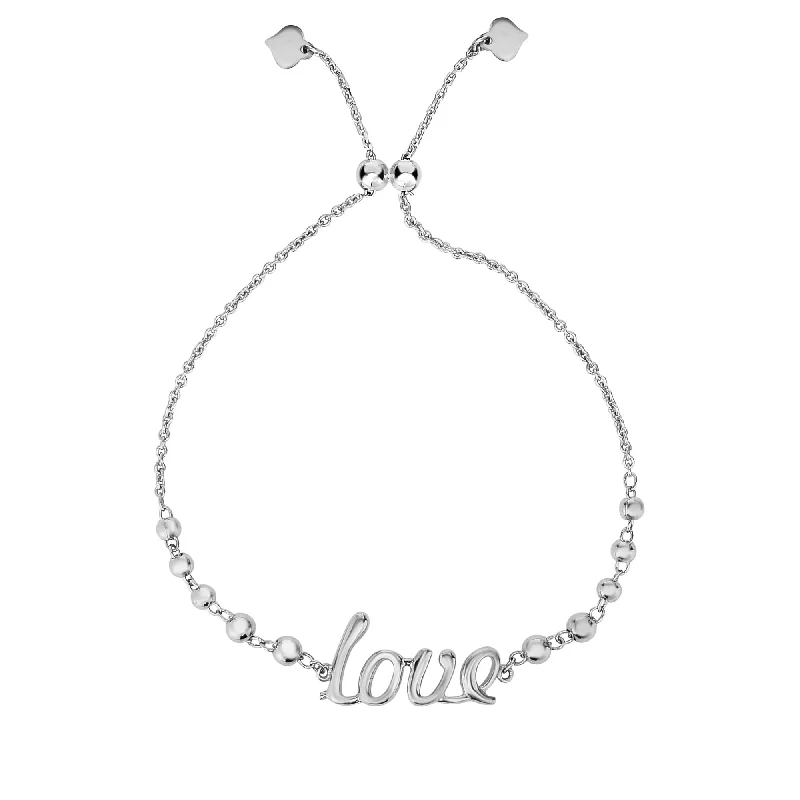 Sterling Silver Tennis Bracelets-Sterling Silver Love Friendship Bracelet