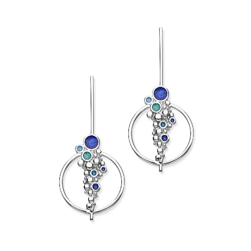 Moon Earrings-Dröfn Sterling Silver & Blue Enamel Stud Earrings, EE626